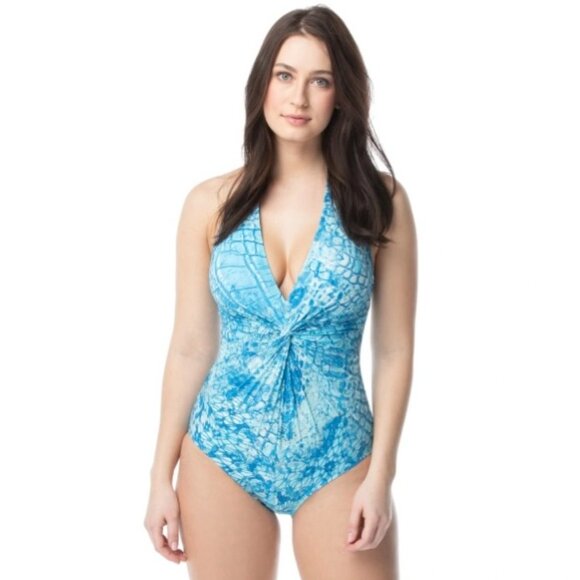 NWOT Coco Reef Jewel Twist Bra Sized One Piece Swimsuit Size 34C Cup 10 - Picture 1 of 7